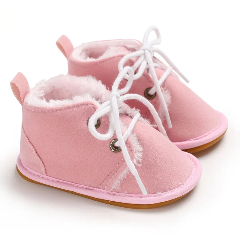 Unisex Toddler Shoes Boy Soles Thicken Babies Shoes for Baby Girl Cotton Fabric Winter Newborn Infant Baby Girl Boots - Цвет: Pink
