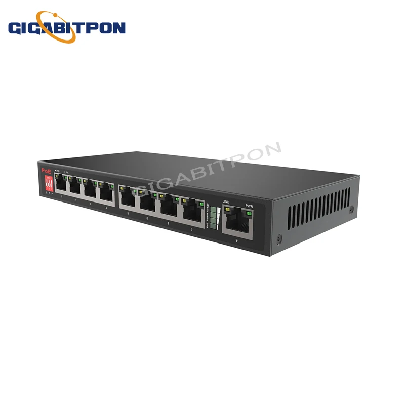 9-port 10/100M POE switch. 8*POE port+1*RJ45 port; with watchdog function, used for network photography, CCTV, etc