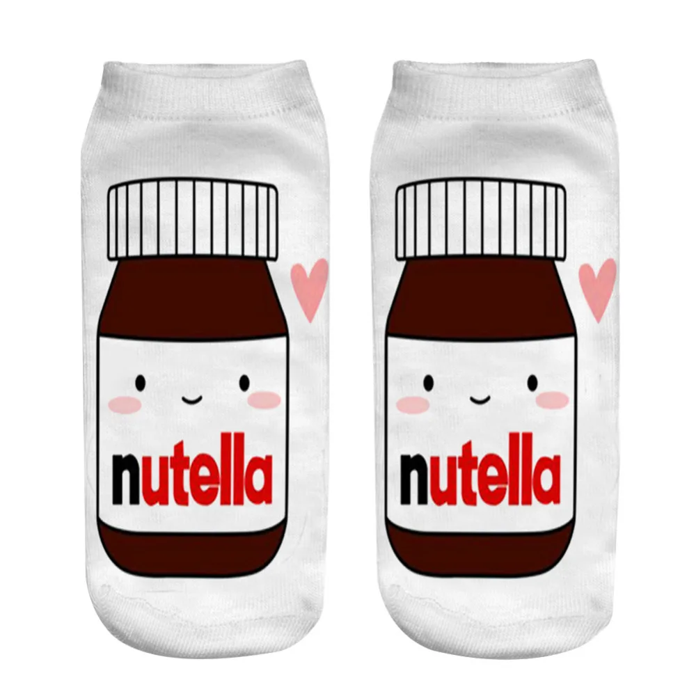 Женские рождественские повседневные Счастливые Носки nutella с красным сердцем