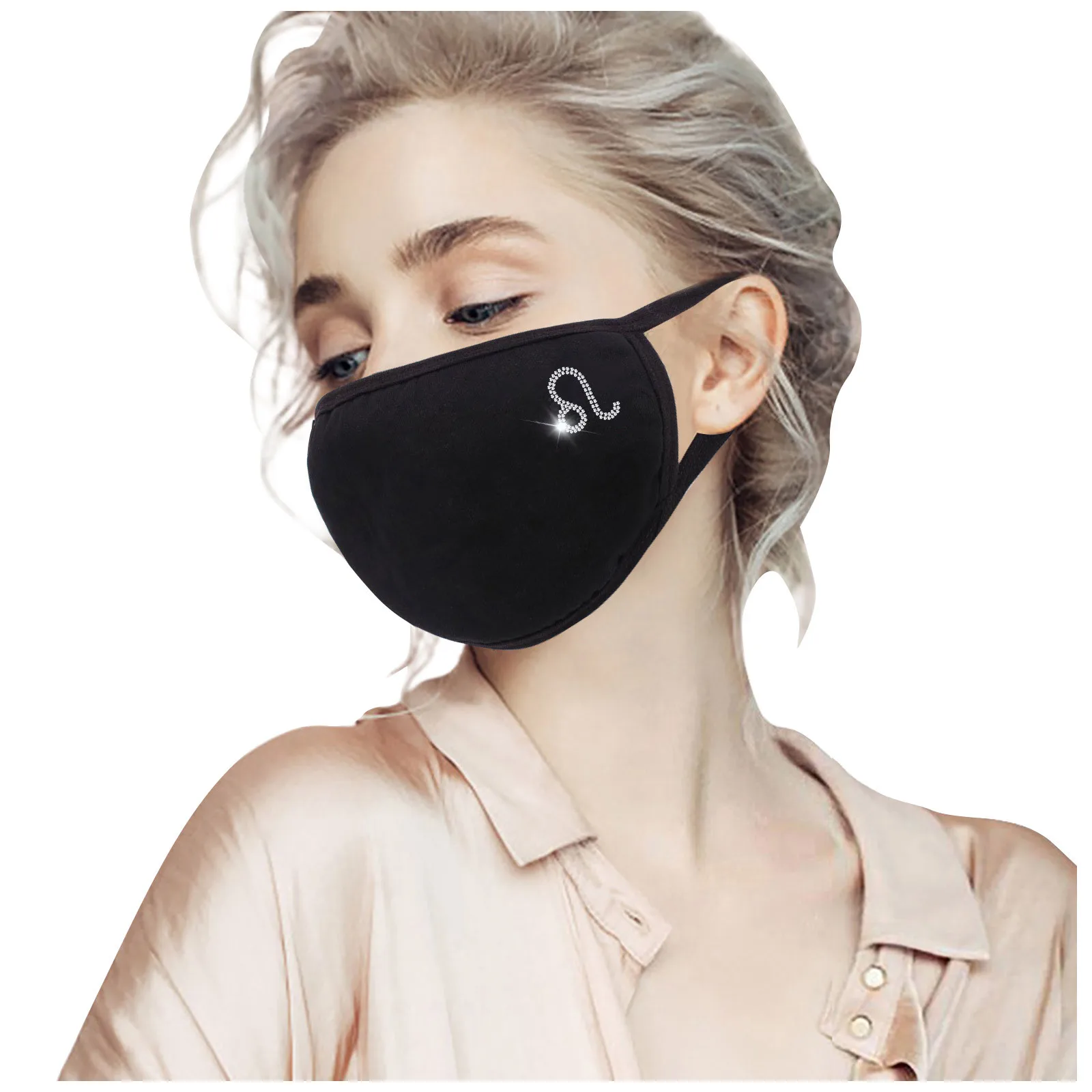 Хлопковая маска для лица с рисунком двенадцати созвездий черные бриллианты