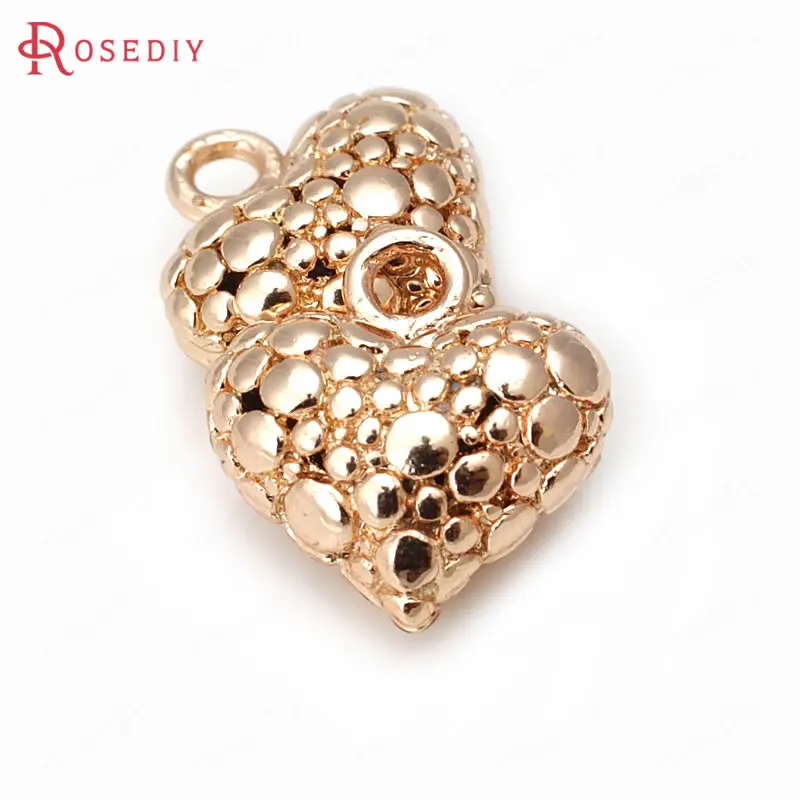 6 шт. латунные подвески в форме сердца с покрытием 24-каратным золотом 13 х14 мм