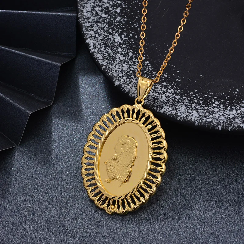 Новые женские мужские большой Девы ручной работы цвет золотистый ожерелья с