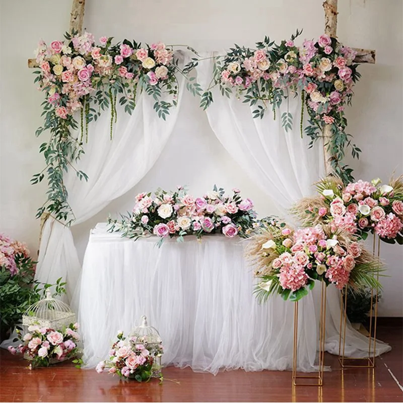 10m x 48cm Organza Crystal Sheer Wedding Decoration for DIY Wedding Flowers Arch: Tulle Roll Backdrop with Hanging Decor - Party Supplies image 3