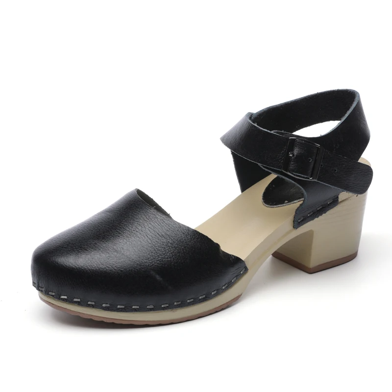 

2021 New Women Flat Shoes For Women PU Leather Round Head Sandals Closed Toe Sandals Women Slipper Non-slip Retro Shoes