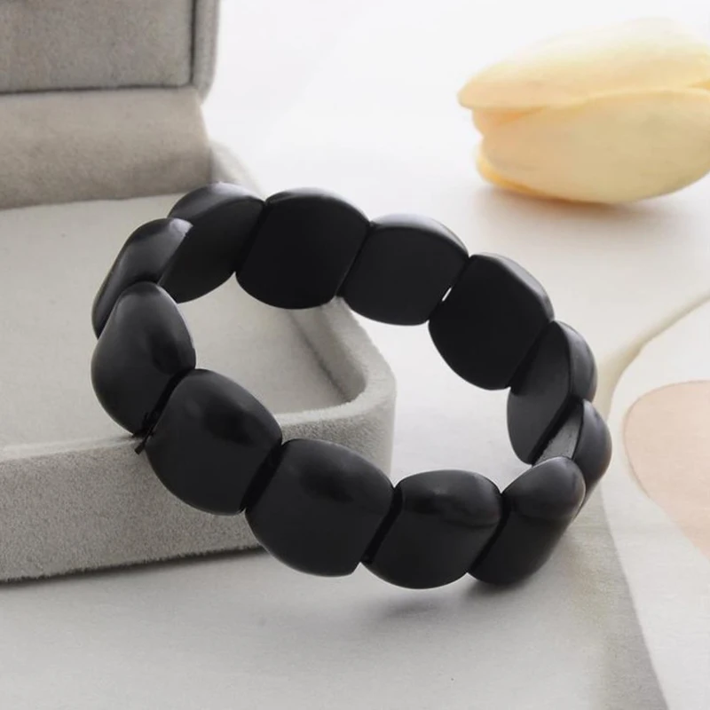 JINSE браслет из натурального черного камня с иголкой бянского для мужчин и женщин