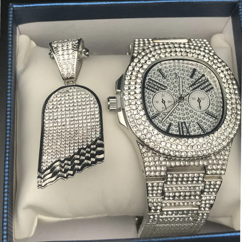 Часы наручные мужские в стиле хип хоп роскошные стильные ювелирные украшения с