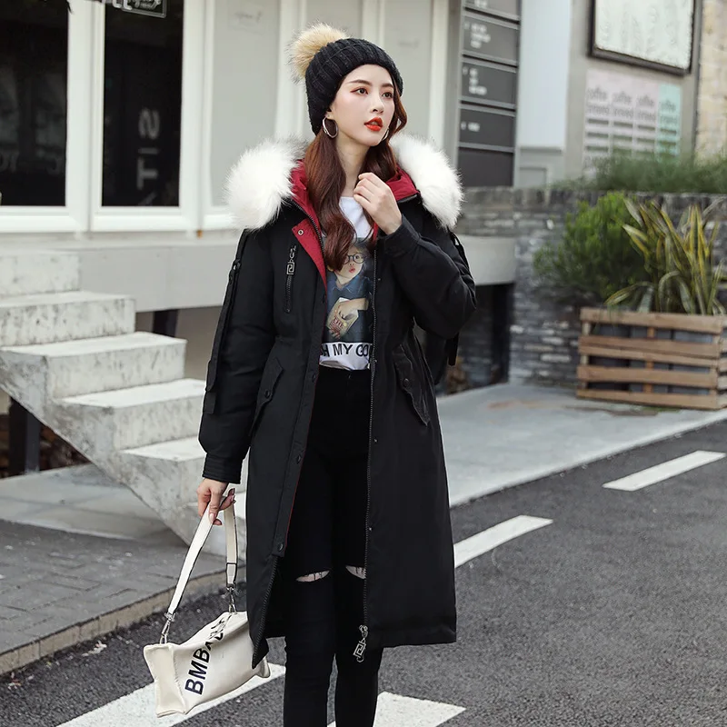 Женская парка с имитацией кроличьего меха хлопковое пальто капюшоном Женское