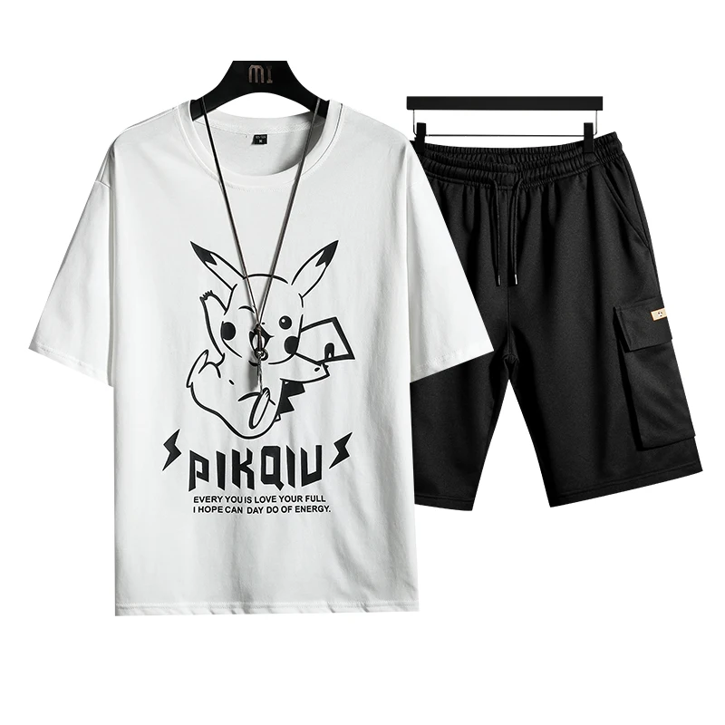 

Men's 2021 new summer ice silk Outfits youth sports leisure two-piece summer short sleeve jacket tide