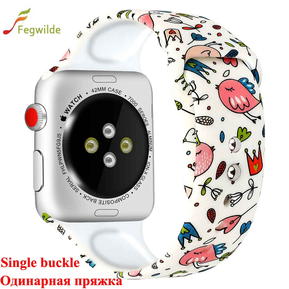 Ремешок для apple watch 44 мм 40 мм iwatch 4 3 ремешок 42 мм 38 мм браслет correa Sport популярные силиконовые печатные аксессуары для часов