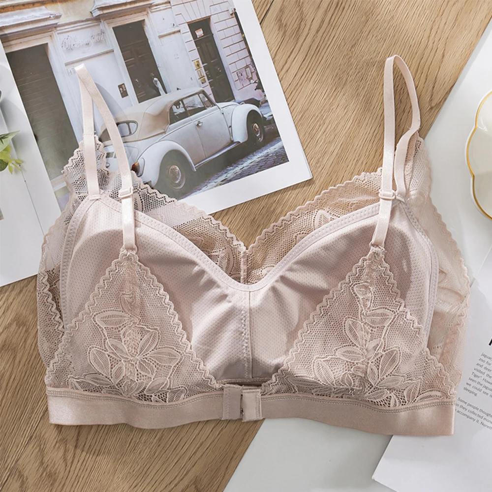 

Women Lace Wireless Bra Sexy Backless Vest Thin Cup Bras Lingerie Comfort Bralette Padded Brassiere Girls Seamless Underwear