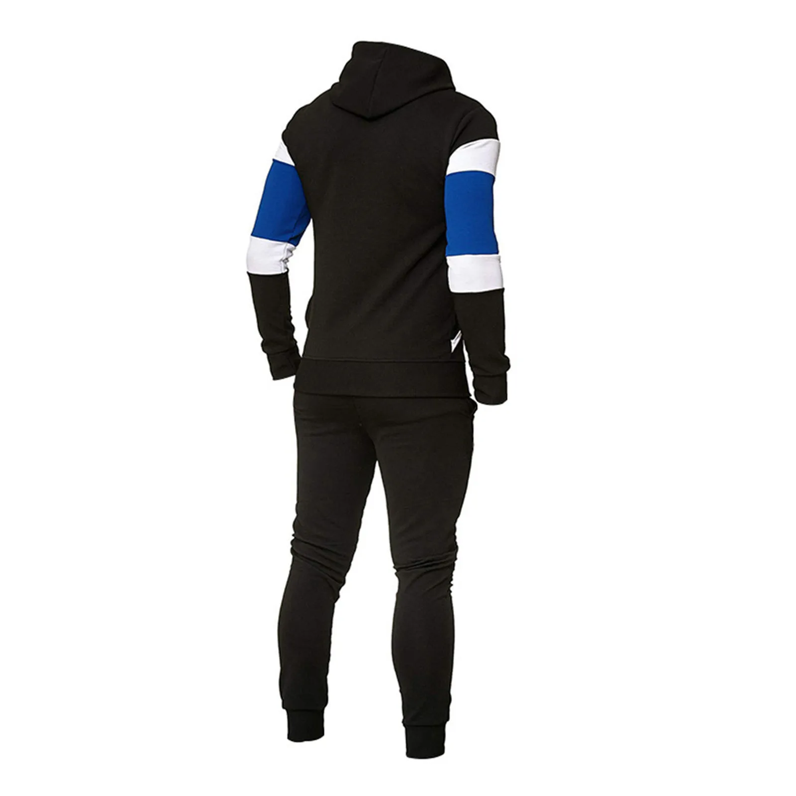 

2021 Tracksuit Men Two-Pieces Set Sweatshirt + Sweatpants Sportswear Drawstring Colorblock Casual Hoodie And Sports Pants S-2XL