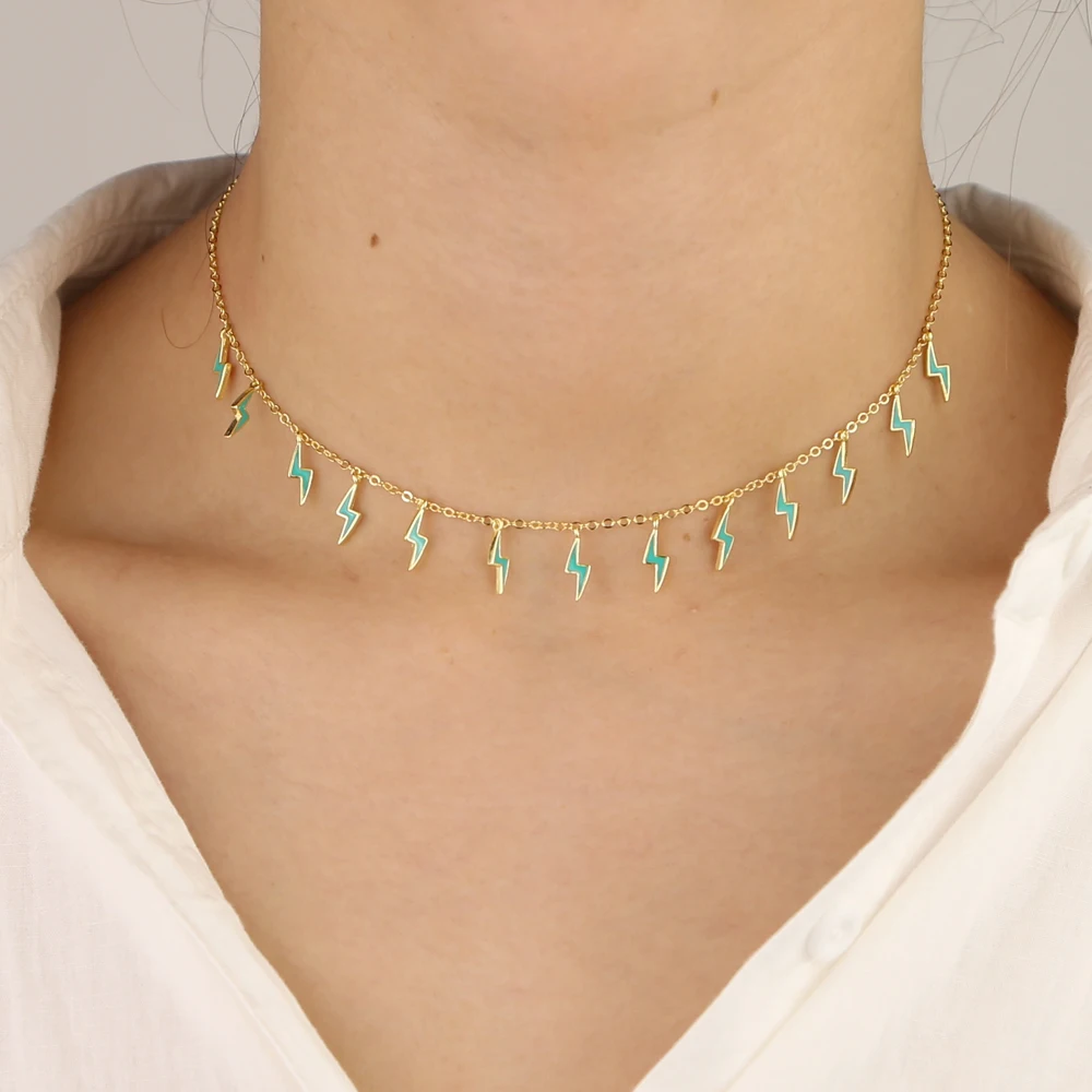 Женское Ожерелье чокер из серебра 925 пробы с эмалью|Ожерелья| |