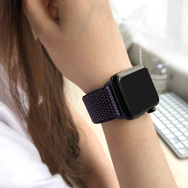 Ремешок нейлоновый для Apple Watch Series 7 6 5 4 Se 44 мм 40 42/38 | Наручные часы