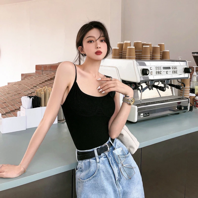 

Women's Suspender Vest Sexy Summer 2021 New Built In Tights Top Xt210414