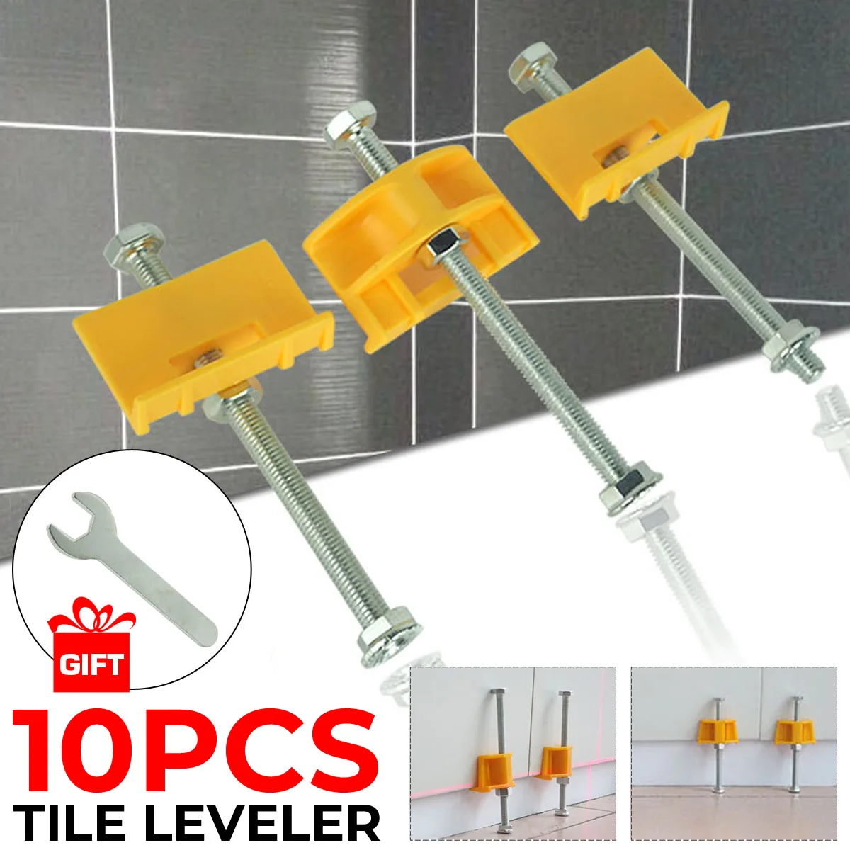 

10pcs Wall Tiles regulator Manual tile Locator Height Adjustment Positioner Leveler Ceramic Fine Thread Rising Construction Tool