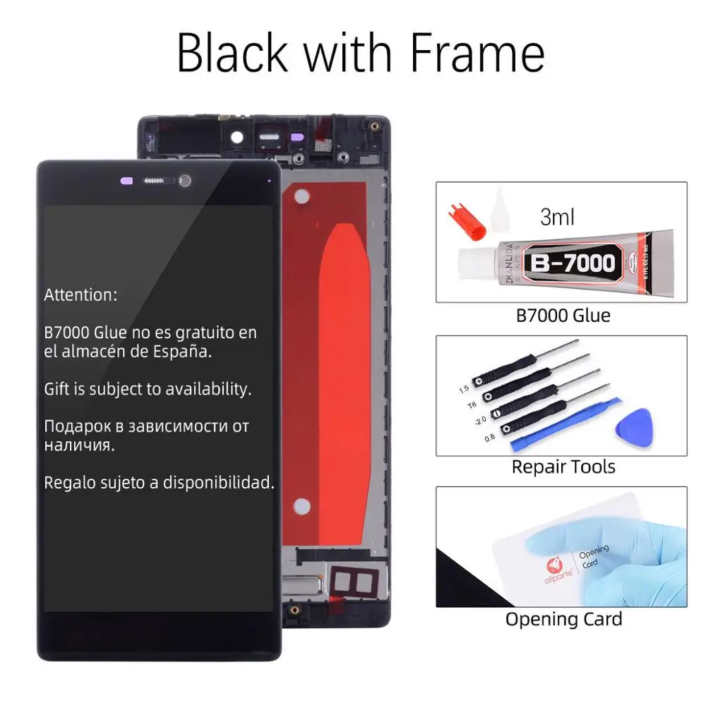 with Frame Black Дисплей для HUAWEI P8 GRA L09 gra-l09 gra-ul10 LCD в сборе с тачскрином на рамке 5.2'' черный белый золото - Цвет: with Frame Black