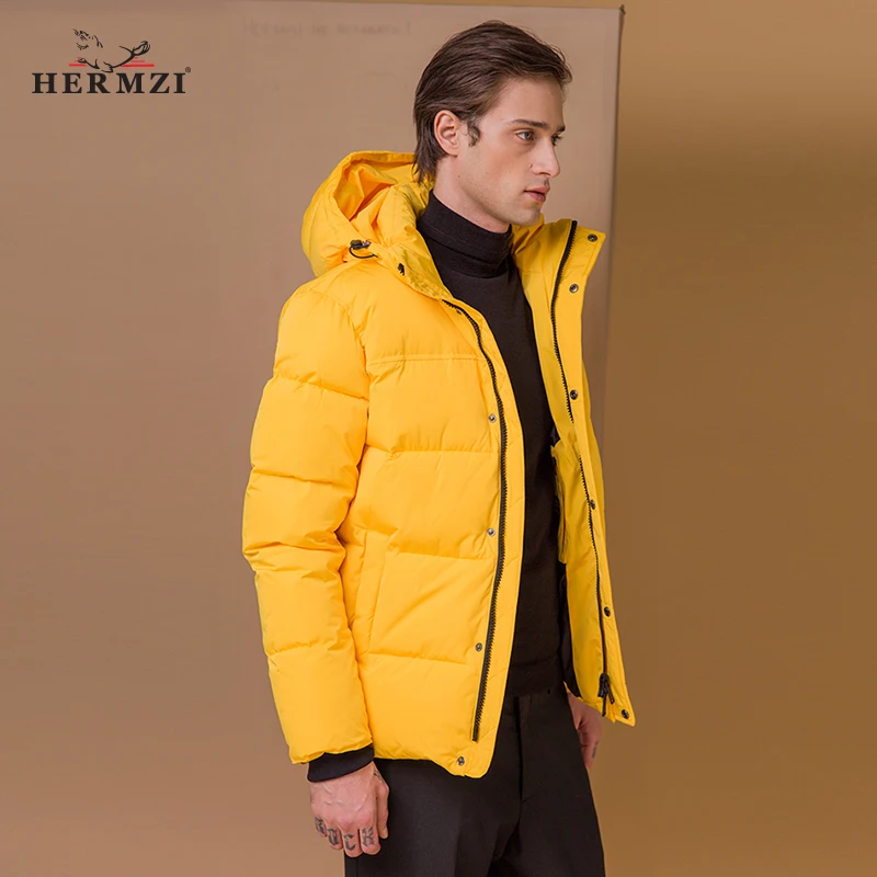 HERMZI 2020 Зимняя Куртка Мужская Пальто Мужское Зимнее Хлопок Стеганое Синтепон