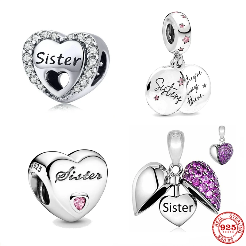 Neastamor 925 стерлингового серебра и надписью Forever Sister с mom's Love очарование бисера
