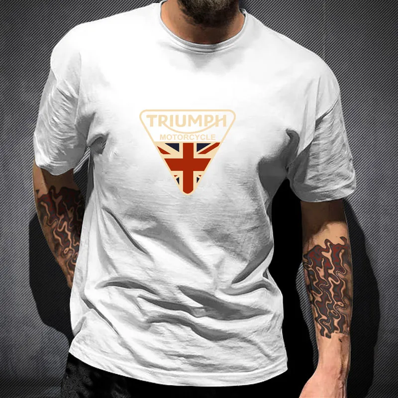 

2021 Summer oversized T-shirt Lucky Brand Men's Burnout Triumph British Flag Badge Tee t shirt Tpos