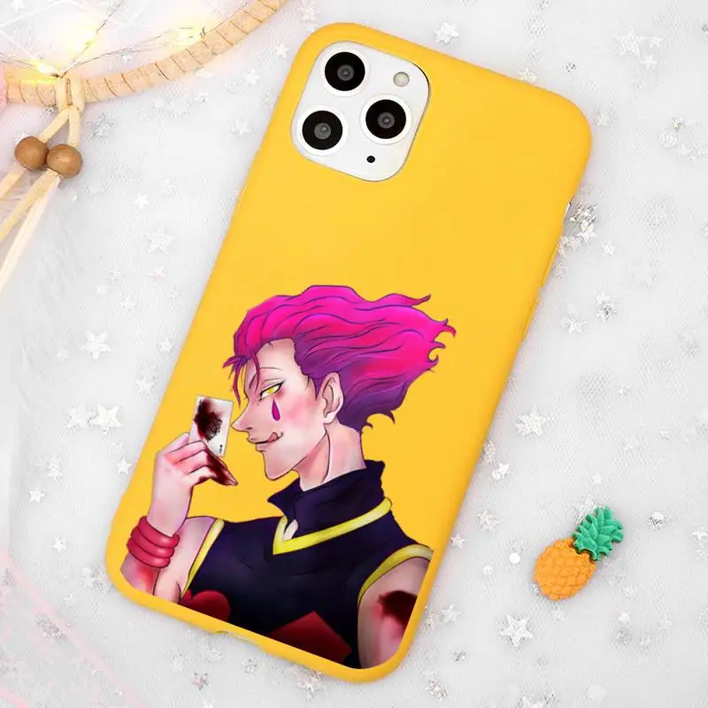 

Anime Hunter X hunter comic Phone Case Candy Color Yellow for iPhone 11 12 pro XS MAX 8 7 6 6S Plus X 5S SE 2020 XR