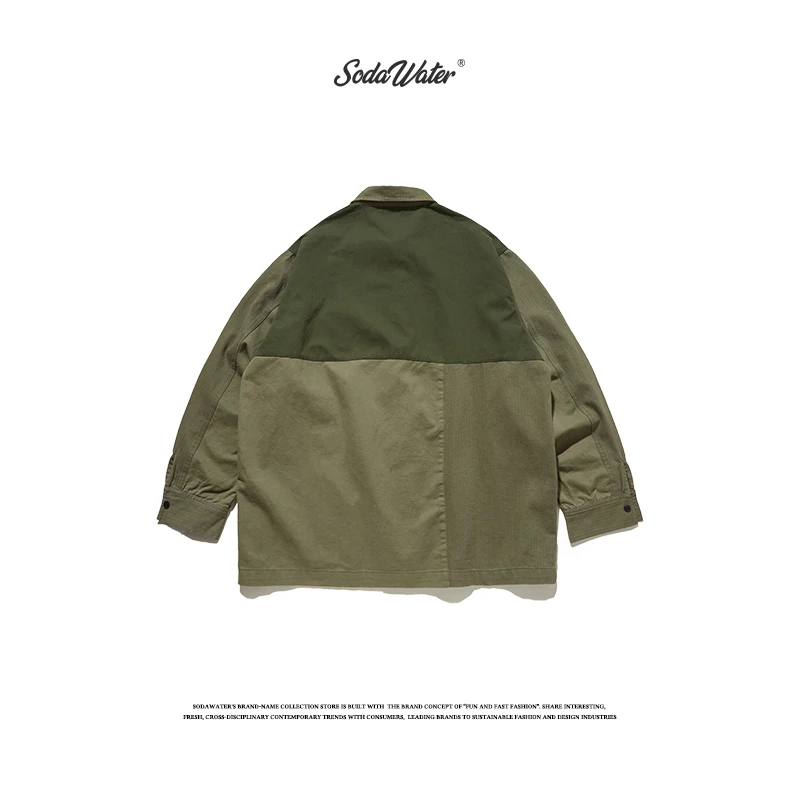 Sodaводяная Мужская ретрорубашка уличная Свободная Повседневная рубашка для