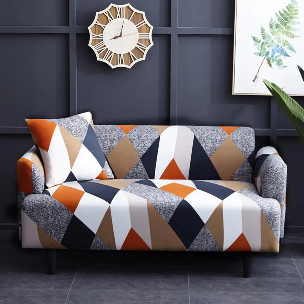 Эластичный геометрический чехол на диван для гостиной современный секционный