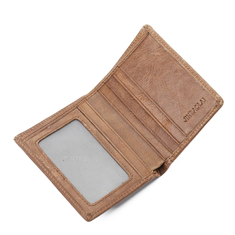 JINBAOLAI Men's Casual New Leather Wallet Custom Retro Cowhide Fan Your Man's Short Gift Free Shipping | Багаж и сумки