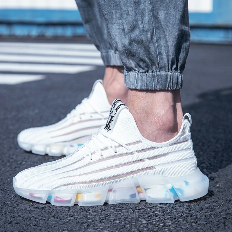 Летняя легкая мужская обувь для бега Модная спортивная повседневная с цветной