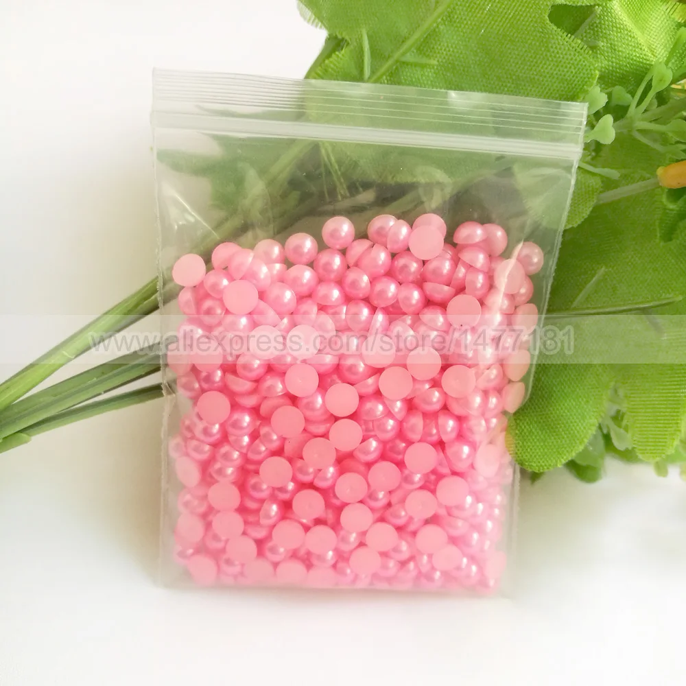 Ярко розовый полукруглый жемчуг 5 мм для изготовления открыток искусственный