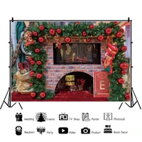 laeacco christmas fireplace brick wall interior decor child family photocall photo background photographic backdrops photozone