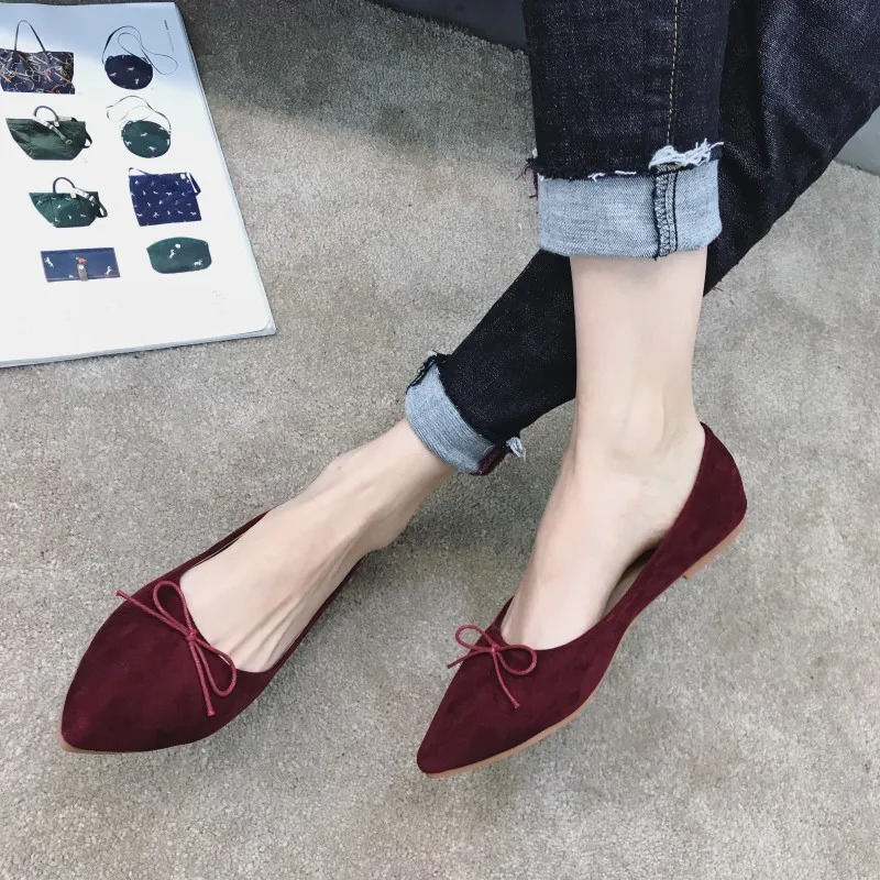 

CEYANEAO 2018 New Shoes Women Ballet Flats Shoes Slip-On Woman Single Shoes Ladies Females Work Footwear Zapatos Mujer Red
