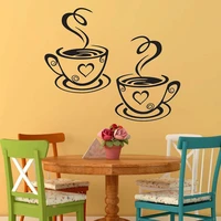 31x19cm double coffee cups strong wall stickers beautiful design room decoration vinyl art wall stickers home kitchen decor