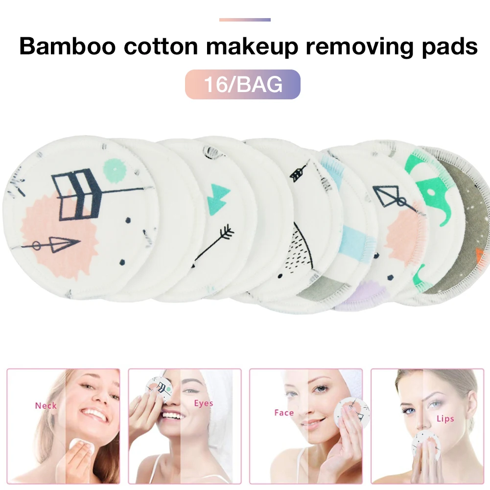 

16Pcs/set Reusable Bamboo Fiber Washable Rounds Pads Makeup Removal Cotton Pad Cleansing Facial Pad Tool Makeup Remover