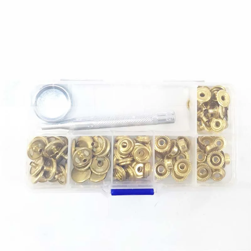 Латунные заклепки 25 комплектов в пластиковая коробка для хранения с