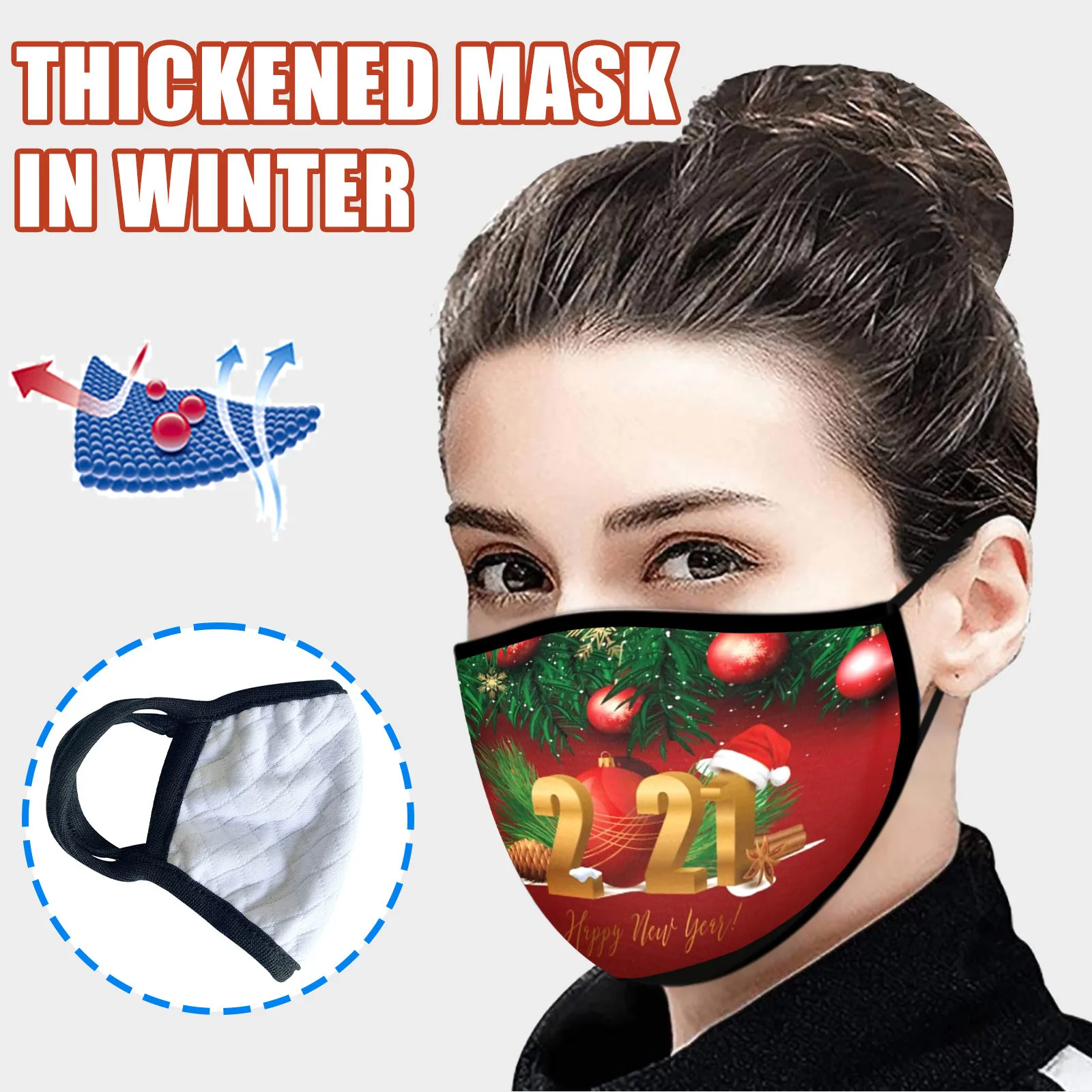 

Headband mscara Mascarilla 2021 Happy New Years Adult Fashion Washable Reusable Pollution Cover Face Masks Masque #5147