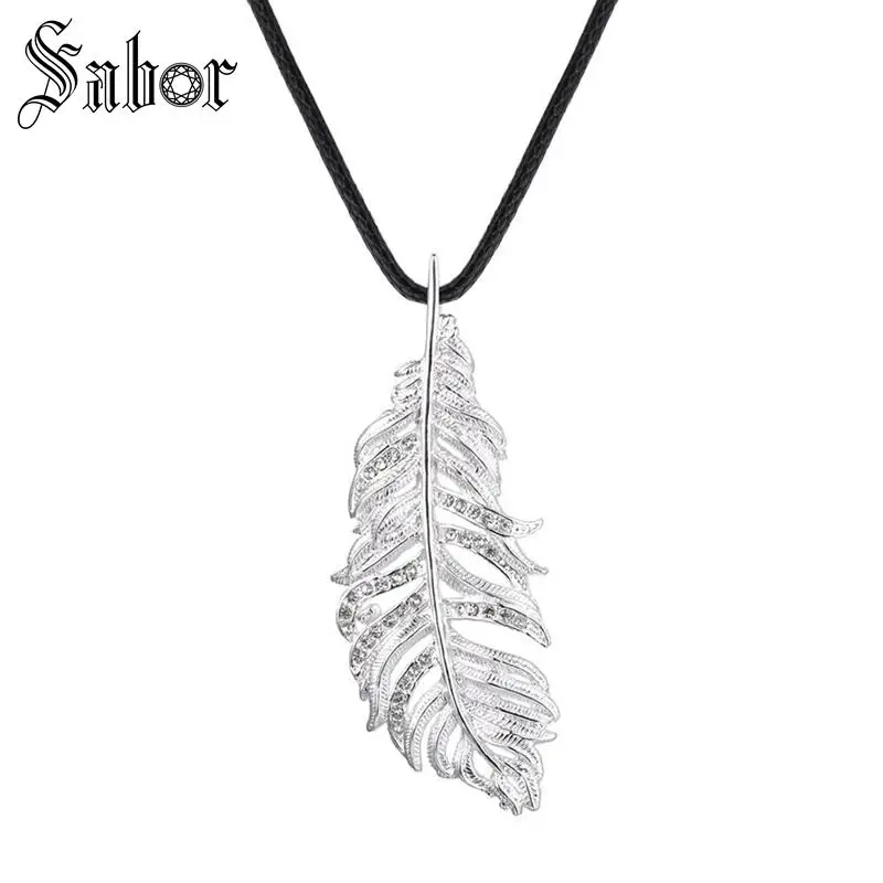 Серебряное ожерелье с подвеской супер перо кристалл подвески ювелирные изделия