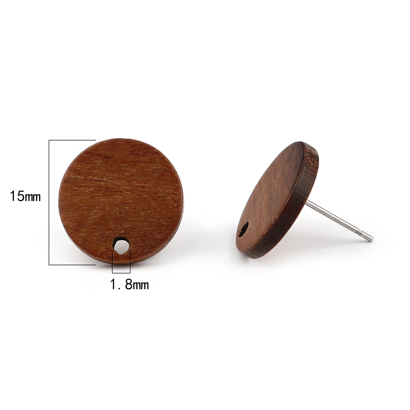 

DoreenBeads 10PCs Wood Ear Post Stud Earrings Findings W/ Loop 0.7mm (with ear plugs) Geometric Wooden Earrings Jewelry