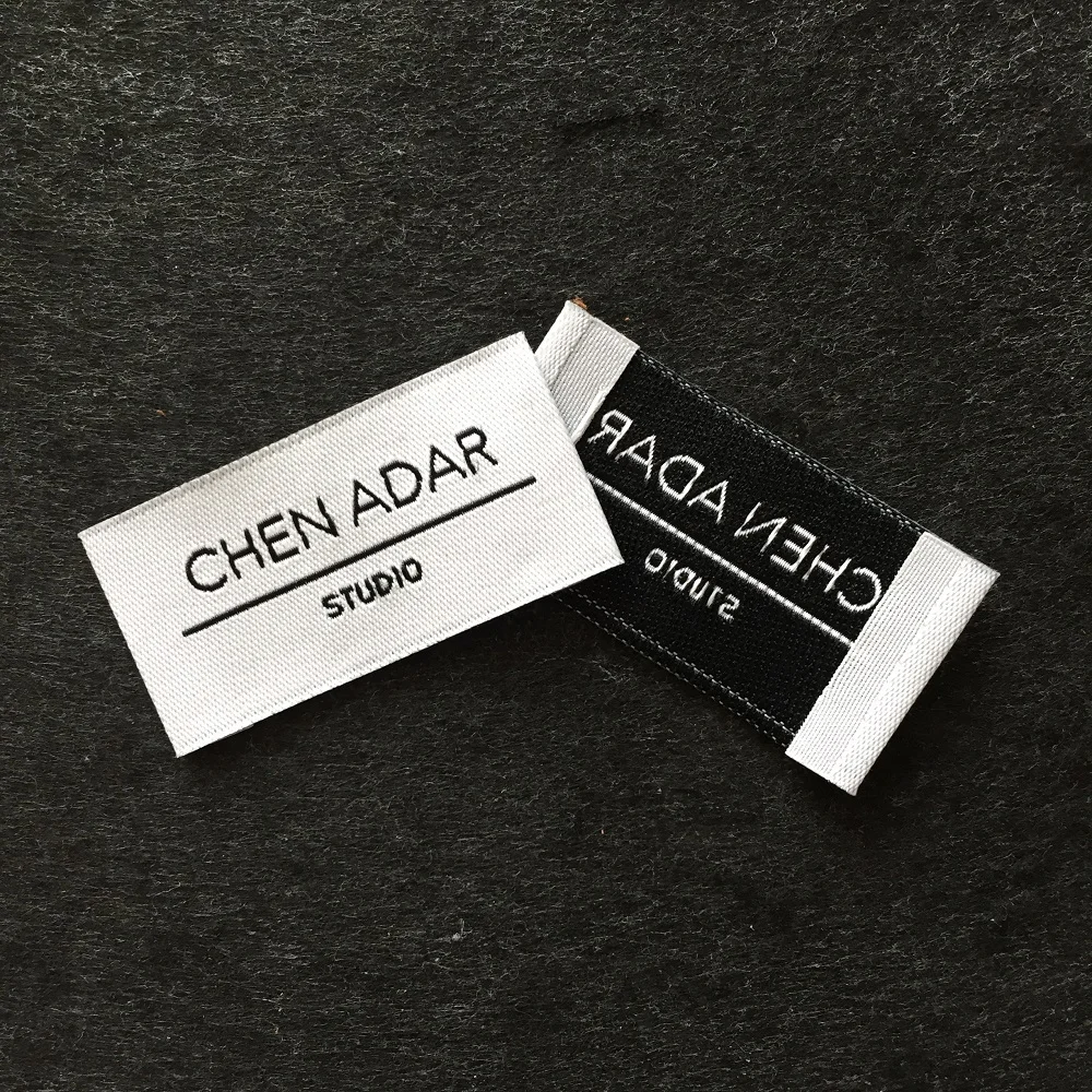 

High Quality Cheap Custom Clothing Damask EndFold Neck Woven Label For Garment