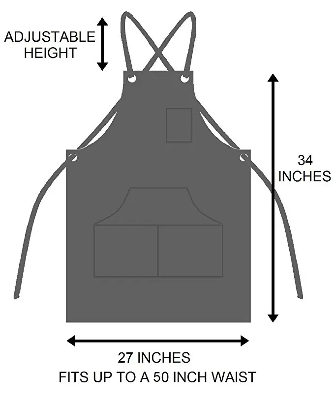 Canvas Work Apron with Tool Pockets Black for Bartender, Tattoo, Barista, Bartender, Baker, Server Apron