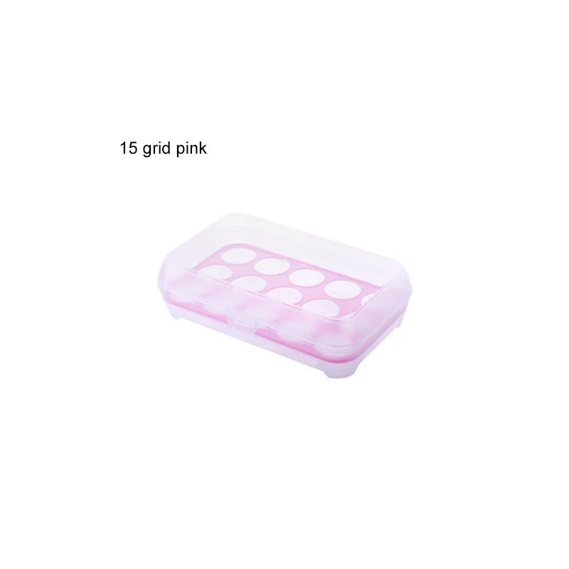 Pink 15 Решетка Ящик Для Холодильника Crisper Контейнер Открытый Портативный Яйца Коробки Пластиковые компактные Яйца Организатор 4 Цвета h3 - Цвет: Pink