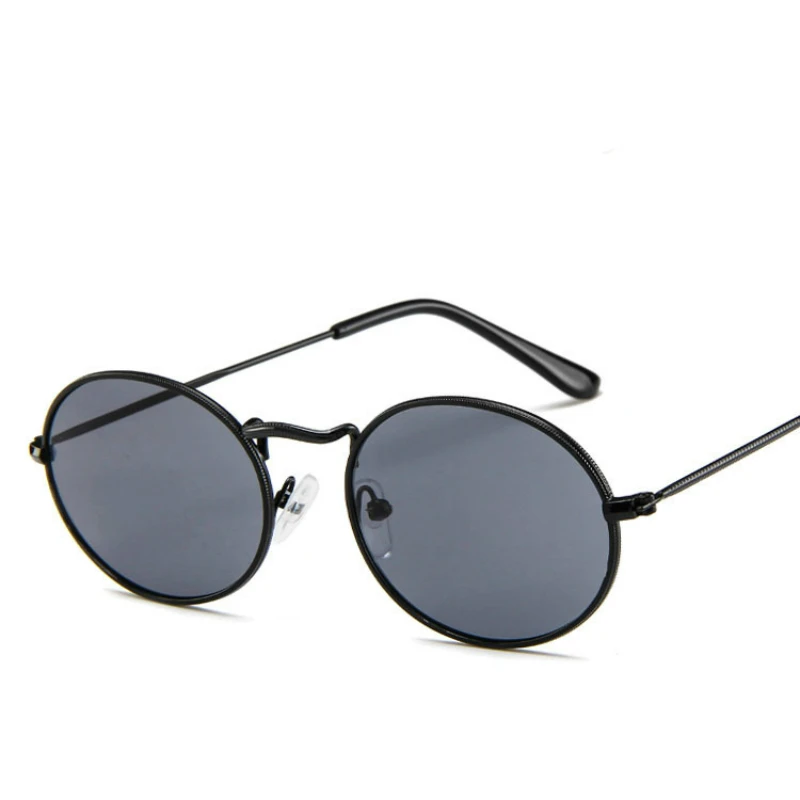 

2020 Retro Round Pink Sunglasses Women Brand Designer Sun Glasses For Women Alloy Mirror Female Oculos De Sol Black