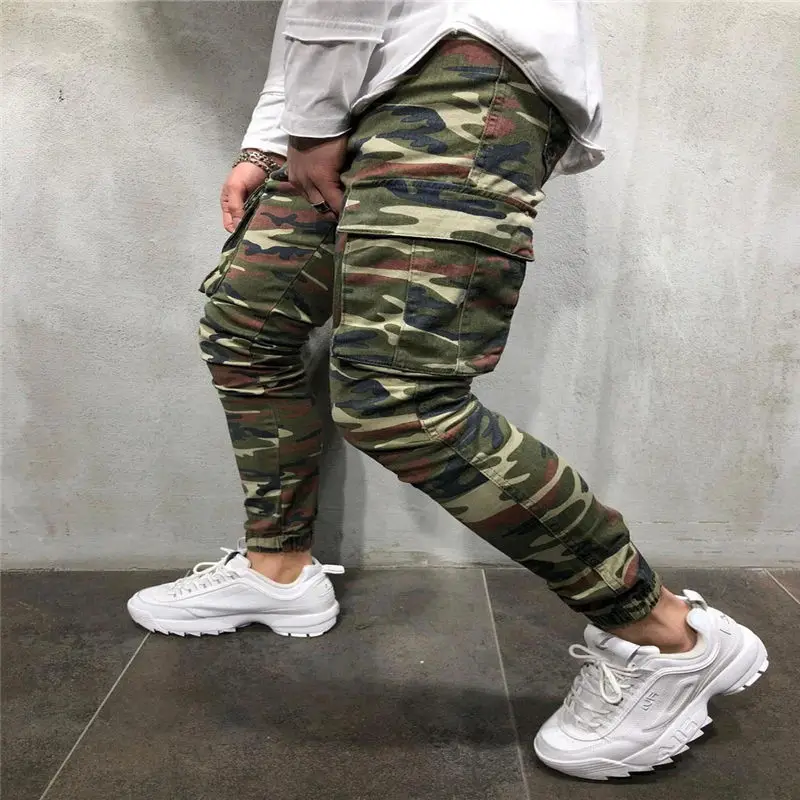 Мужские камуфляжные длинные брюки облегающие для тренажерного зала бега