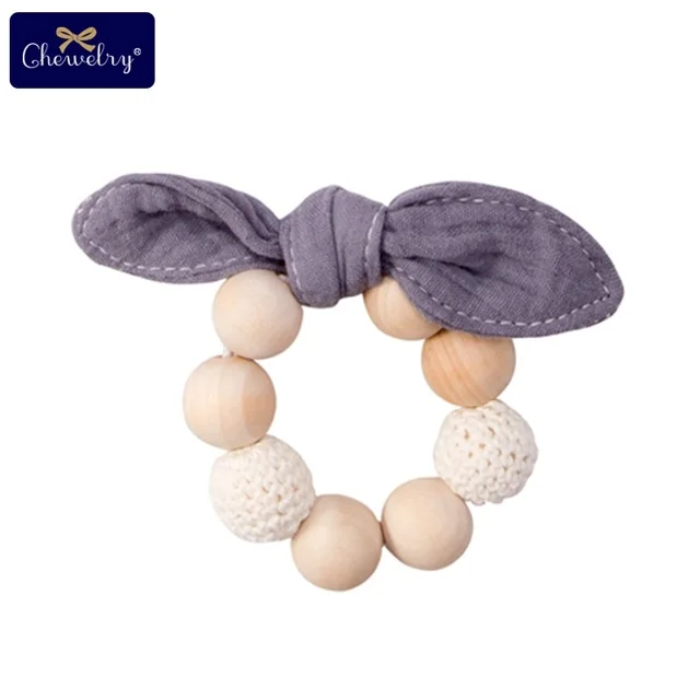 Gray Bracelet 1 шт., деревянный зубопрорезыватель, хлопковая соска, зажимы, цепочка, плетеная нить, кожа, гравировка, лиса, соска, клипса, пустышка для детей, товары для кормления - Цвет: Gray Bracelet
