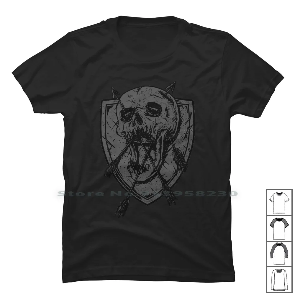 

Killed T Shirt 100% Cotton Shield Skull Bone One Ill Die
