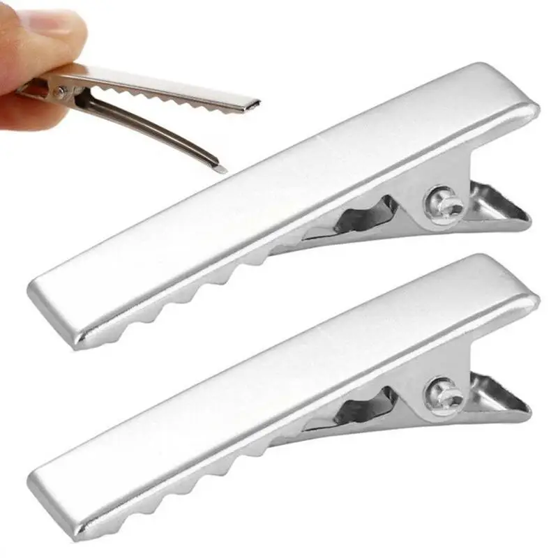 Заколка для волос сделай сам простой металлический зажим с бантом серебристого и