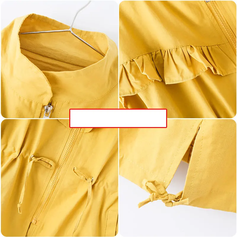

Teenage Girls Windbreaker Jacket Spring Autumn Solid Color Outerwear for Girls Clothes Children's Trench Coat Clothing 4-13Yrs