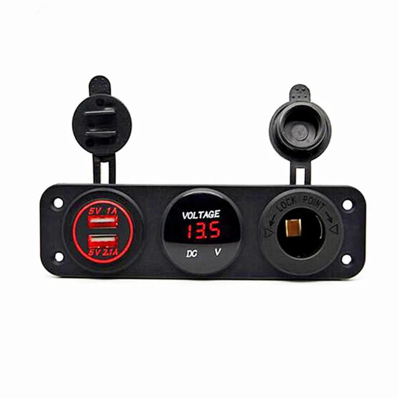 USB вольтметр с 1/2/3 отверстиями прикуриватель светодиодный дисплей сделай сам