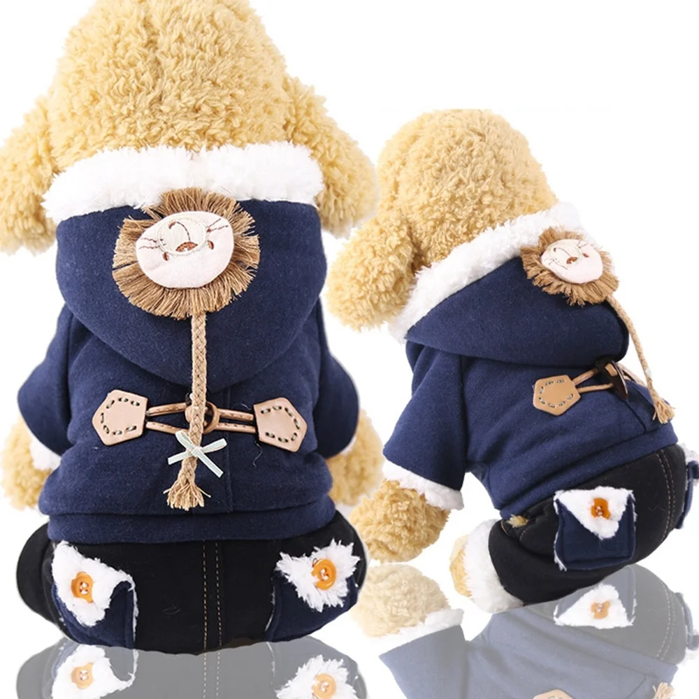 

2 Colors Dog Hoodie Coat Winter Puppy Clothing Pet Outfits Jumpsuit Thicken Warm Small Dog Clothes for Chihuahua Yorkie XS-XXL