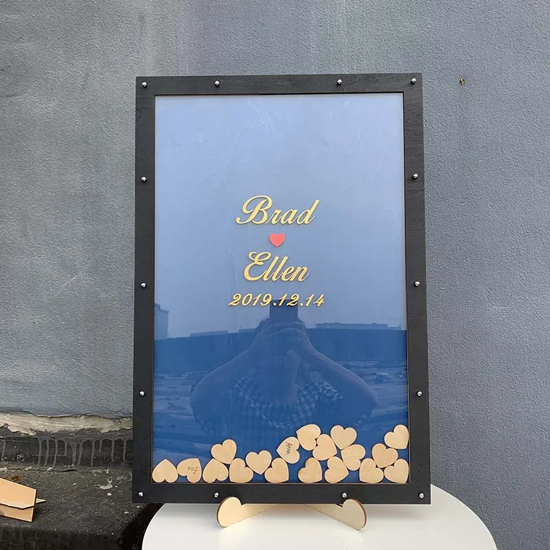 Подгоняйте деревенский деревянный Гостевая книга черная рамка