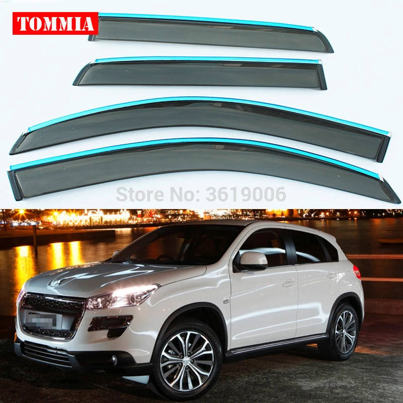 

tommia Brand New For Peugeot 4008 Window Visor Shade Vent Wind Rain Deflector Guards Cover 4pcs/Set